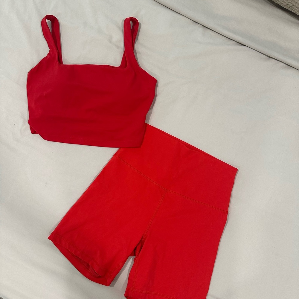 Red Crop Top and Shorts Set